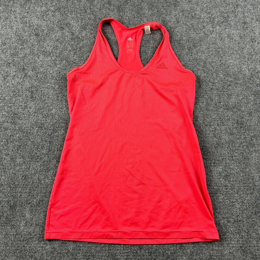 Adidas Tank Top Womens Small Pink Climalite Ribbed Racerback Athletic Gym Yoga